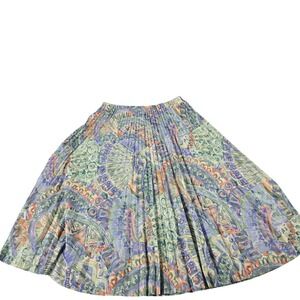 Graff Californiawear Vintage Abstract Geometric Pleated Midi Skirt Size 14 6955
